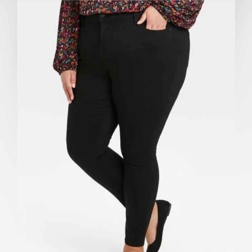 ava & viv women’s mid-rise plus size skinny jeans - black